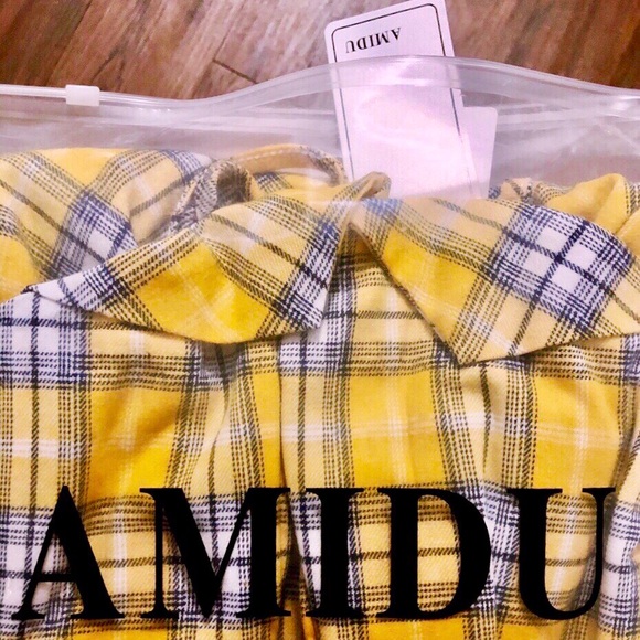 Yellow Check Pattern Dress - Picture 5 of 5